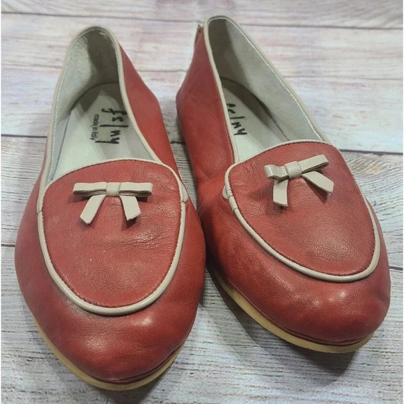 French Sole FS/NY Women's Size 8 Shoes Pull On Flats Cream Red Slip on Career - Picture 2 of 9